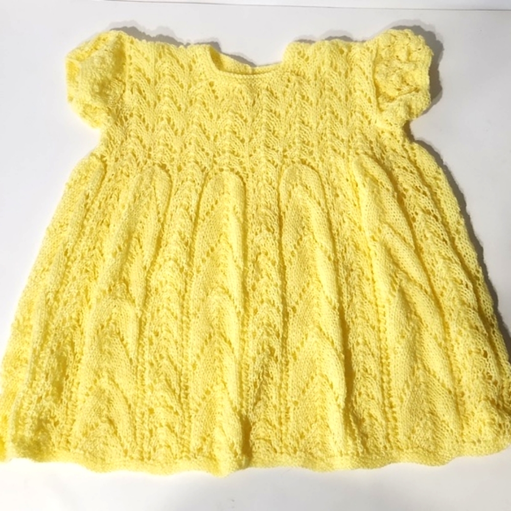 Knitted Sunshine Yellow Spring Toddler Dress